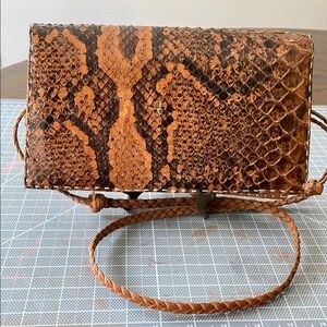 Hand Crafted Brown Snakeskin Clutch